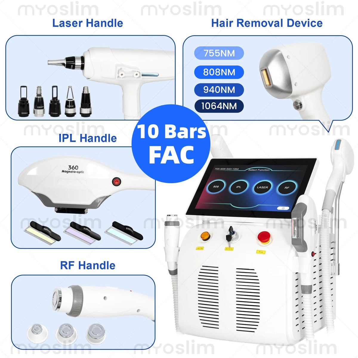 Diode Laser Hair Removal 4 IN 1 7000W FAC 755 808 940 1064nm Soprano Painless Permanent Hair Removal CE Certified Beauty Device