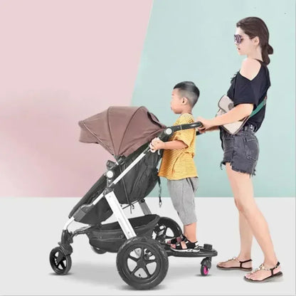Baby Stroller with Ride-on Board Stroller Pedal Adapter Stroller Attachment with Removable Seat and Standing Platform