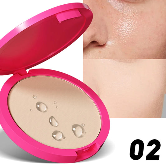 Natural Matte Pressed Powder Oil Control Brighten Whitening Face Base Foundation Compact Concealer Makeup Cosmetics