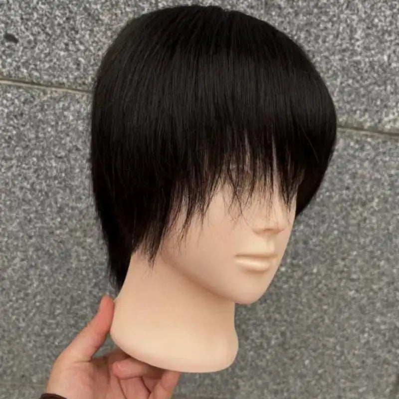 New Real Human Hair Mannequin Head Short Black Hair Perfect For Barber Training Practice Beauty Styling Tool
