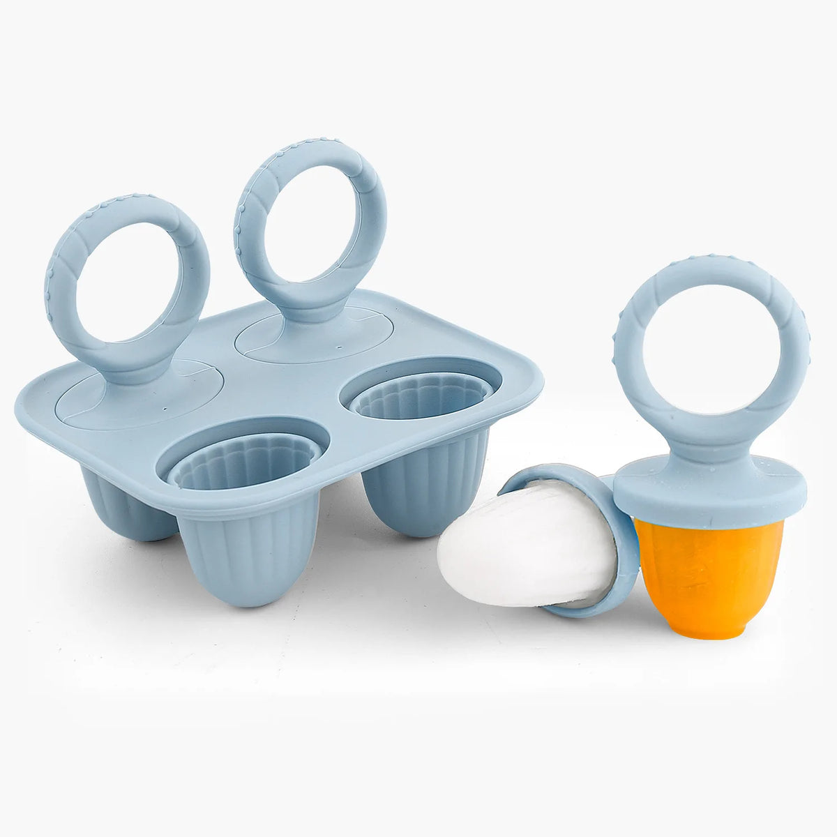 Baby Fruit and Vegetable Mold Silicone Hand Ring Popsicle Mold Baby Teething Teether Ice Cream Mold Baby Food Storage Container