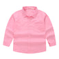 Children's Shirt in the Spring and Autumn New Boys and Girls Suit Collar Shirt Children's Pure Color Long Sleeve Shirt
