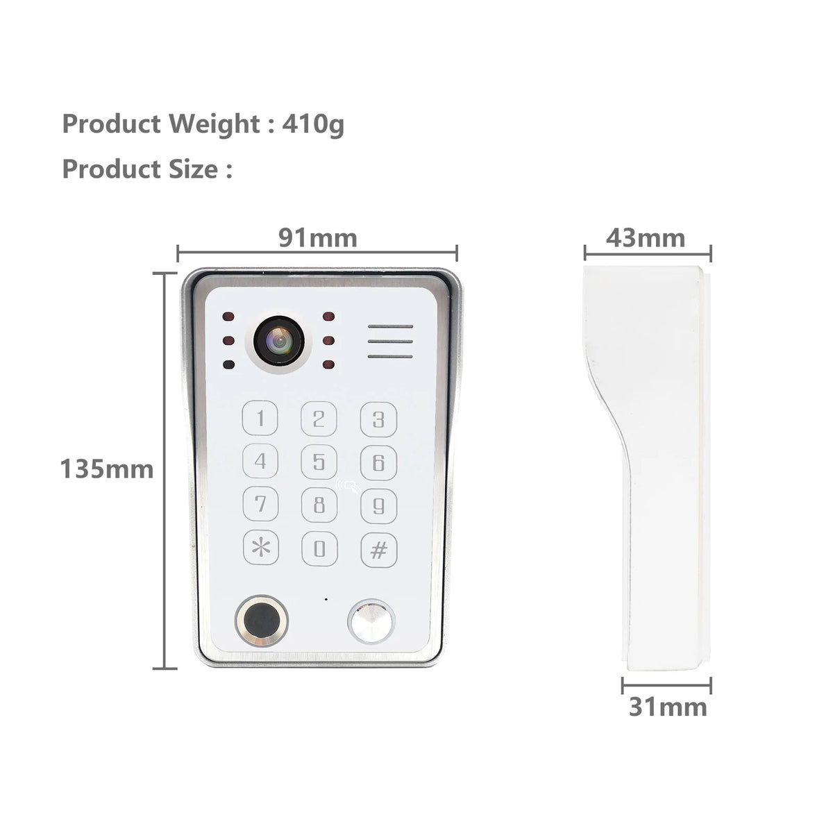 ANJIELO Tuya WiFi 5-in-1 Fingerprint Unlocking Video Intercom System, Suitable For Homes, With 1080P HD Security Protection