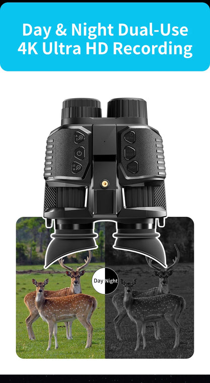 Night Vision Head Mounted Goggles 10X Digital Zoom 4K HD Infrared Binoculars 850nm 9 Levels Hands Free Helmet for Hunting