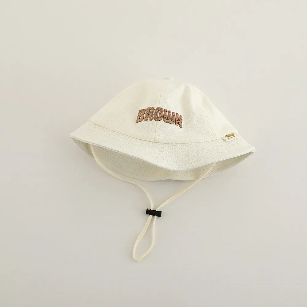 New Embroidered Letter Baby Bucket Hats Spring Sunhat Fishing Hat Sunshade Visor Boy Girl Outdoor Fashion Beach Cap For 6-24M