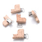 1Pcs Printing Animal Dummy Clip Beech Wood Nipple Clip For Teether Chewing Toys Accessory DIY Anti-Drop Baby Pacifier Chain