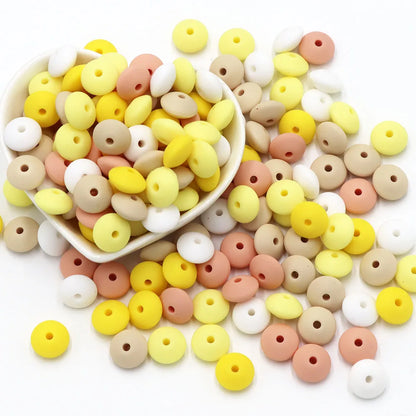 BOBO.BOX 100pc12mm Silicone Lentil Beads Baby Teething Bead BPA-Free Food Grade Making Baby Oral Care Pacifier Chain Accessorise