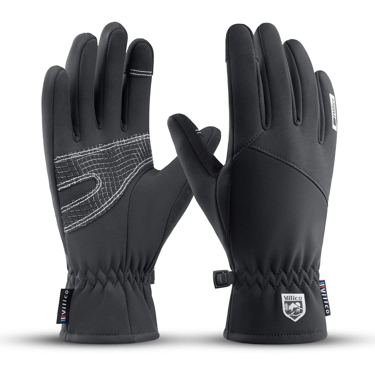 Men Winter Waterproof Cycling Gloves Outdoor Sports Running Motorcycle Ski Touch Screen Fleece Gloves Non-slip Warm Full Fingers