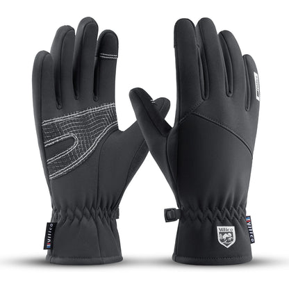 Men Winter Waterproof Cycling Gloves Outdoor Sports Running Motorcycle Ski Touch Screen Fleece Gloves Non-slip Warm Full Fingers