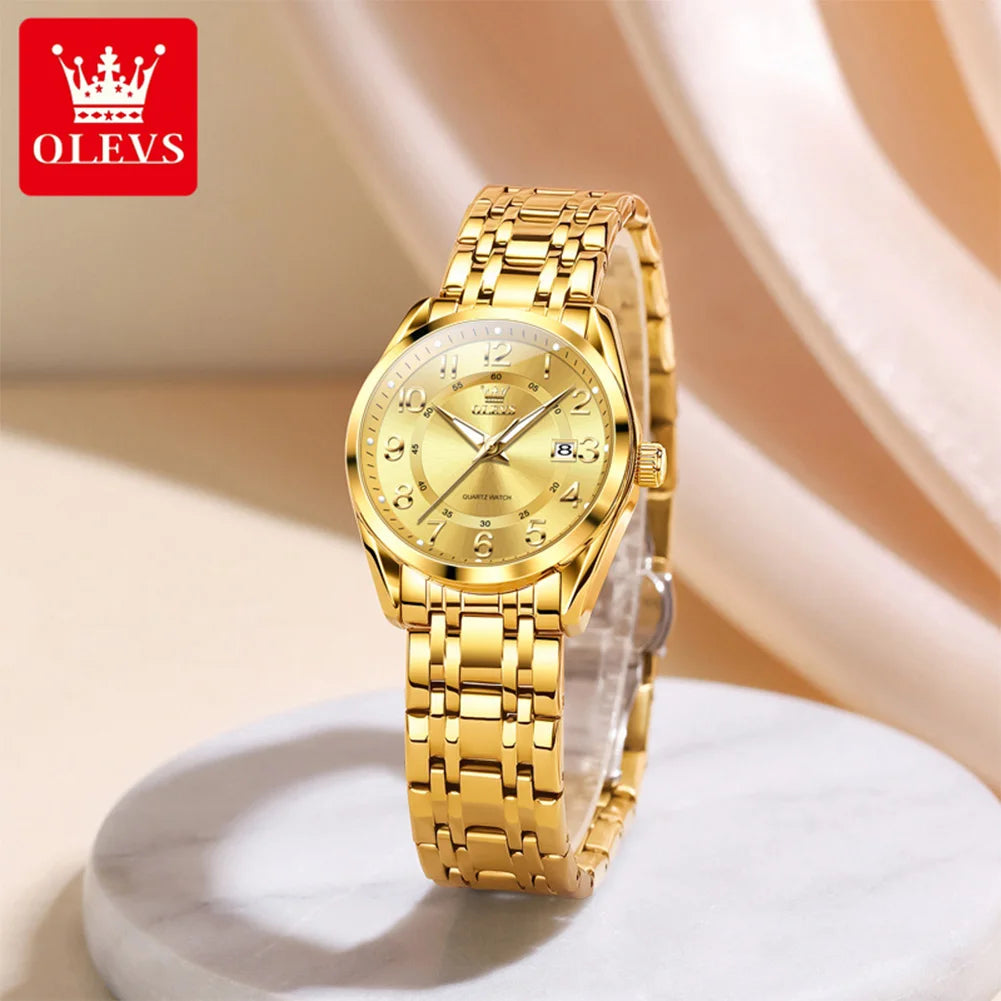 OLEVS 3666 Couple Watch Luxury Brand Quartz Watch Waterproof Watch Lover Gift Night Light Classic Date Week Clock His Her Watch