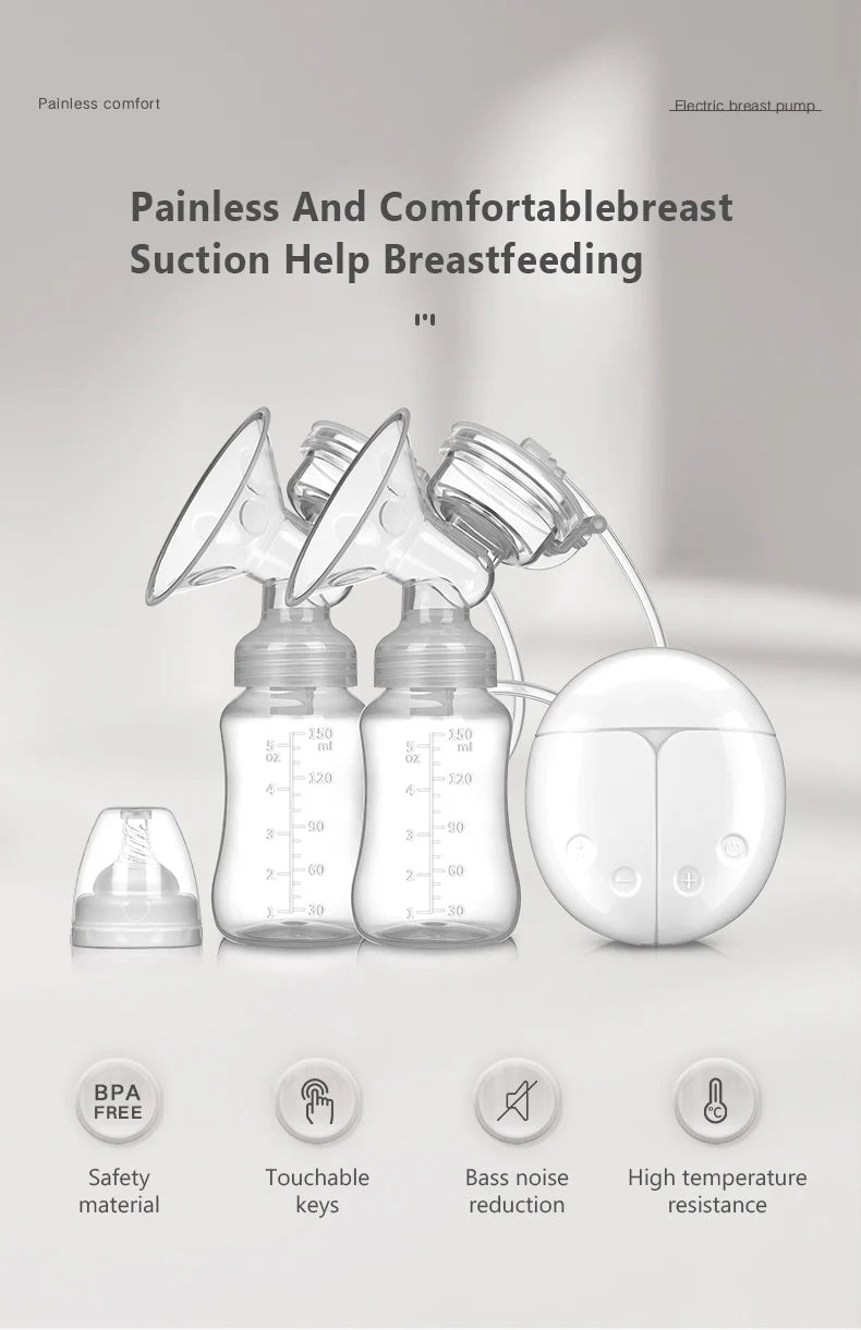 New Electric Double Breast Pump USB BPA Free Breast Pumps Baby Breast Feeding With Nursing Pads and Breast Milk Storage Gift Set