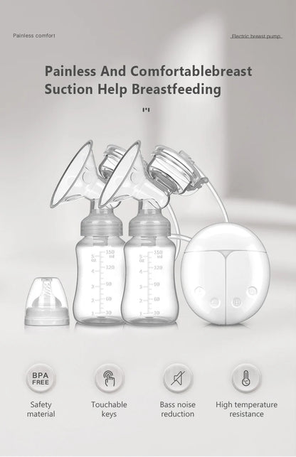 New Electric Double Breast Pump USB BPA Free Breast Pumps Baby Breast Feeding With Nursing Pads and Breast Milk Storage Gift Set