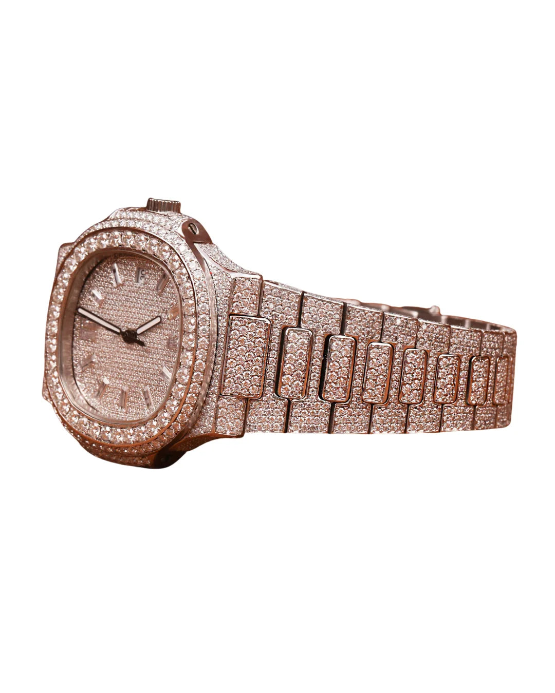 Moissanite Full White Gold Diamond Watch White Stick Dial Watches for Export Sale Hip Hop Diamond Watch Gift For Unisex