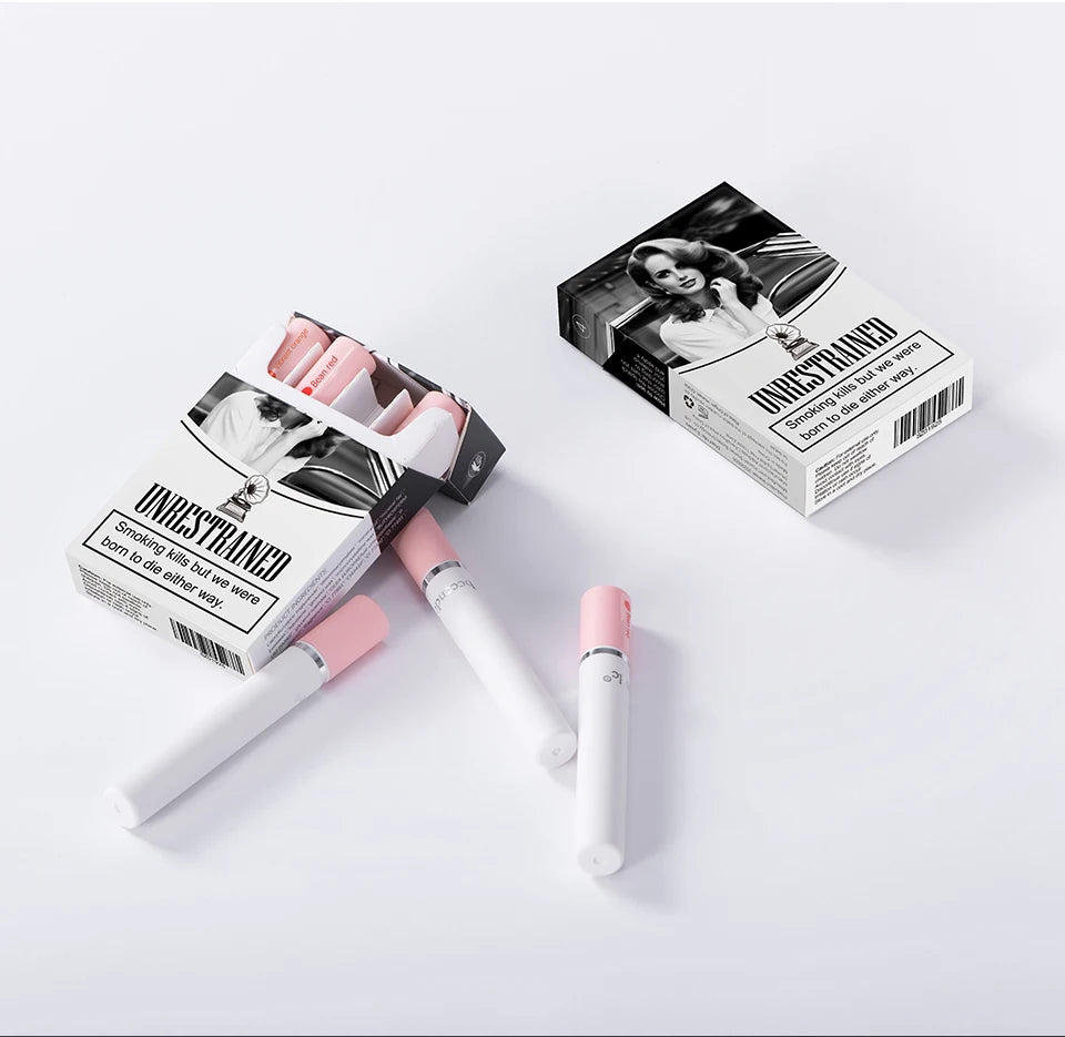 4PCS/Set Creative Cigarette Lipstick Set Matte Long Lasting Waterproof Matt Lip Stick Tube Nude Red Velvet Lip Tint Makeup
