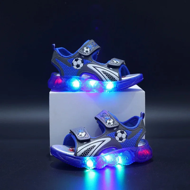 Children's Flashing Soft Sole Sandals Student LED Light-Up Shoes Boys and Girls Light-Up Sandals kids Glowing Beach Shoes