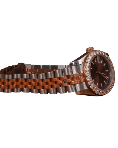 Best Quality Daily Strong Use Moissanite Stainless Steel Watch Brown Dial Ready For Stock Quartz Watches For Unisex