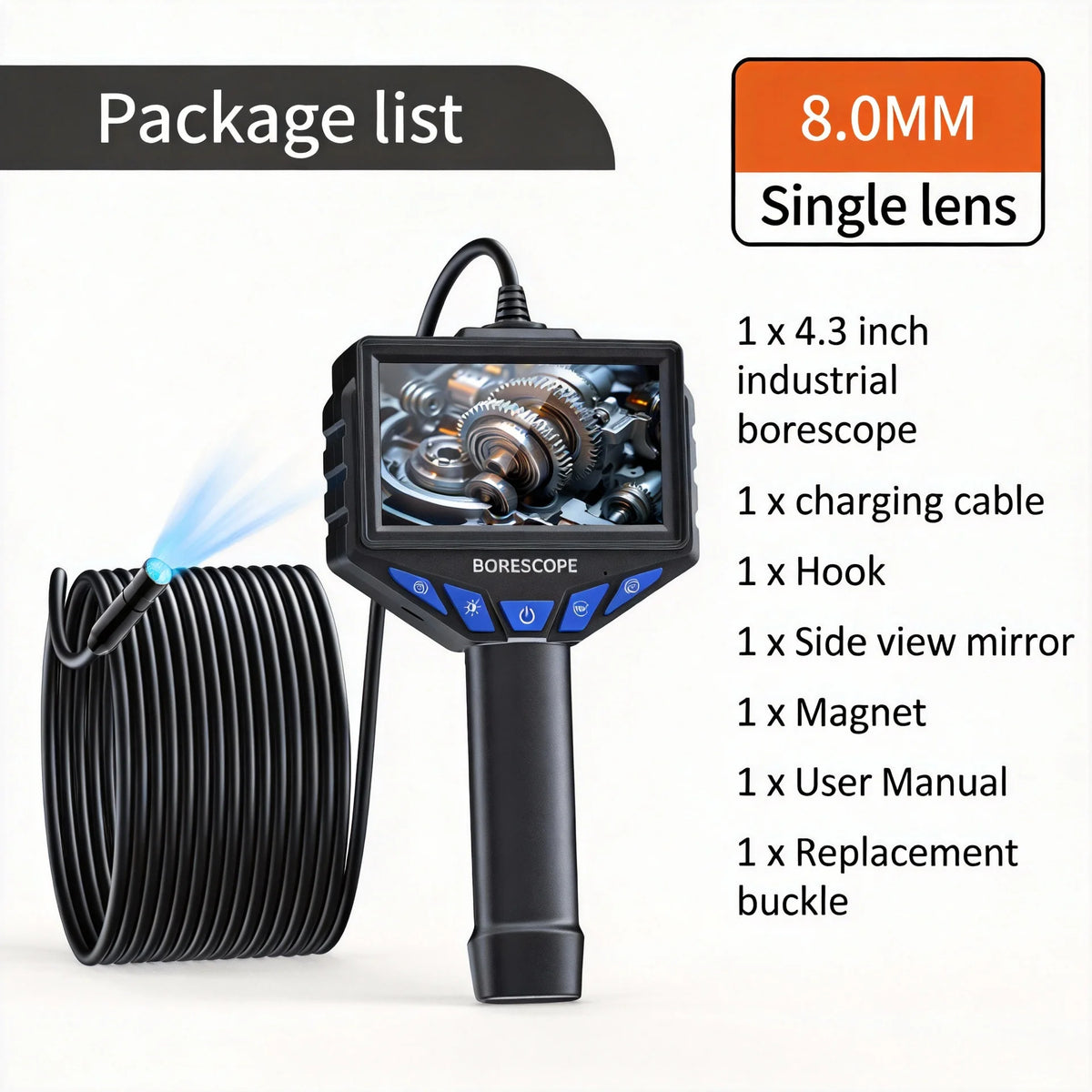 2.4"/ 4.3 "1080P Piping Endoscope Endoscopic Borescope Visible Inspection Cameras For Automotive Detector Industrial Endoscope