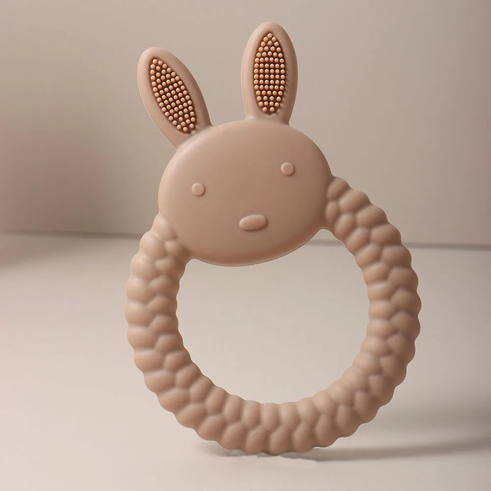 Silicone Teether Baby Gift Easter Bunny Shaped Cartoon Cute Teething Toy Chew Bead Sensory Gum Relief Soother