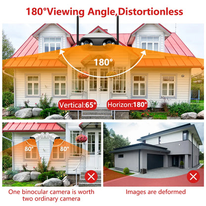 4K 8MP Dual Lens Wifi IP Camera Outdoor 180° Wide Viewing Angle Panoramic Security Surveillance Camera Wireless CCTV IP Cam P2P