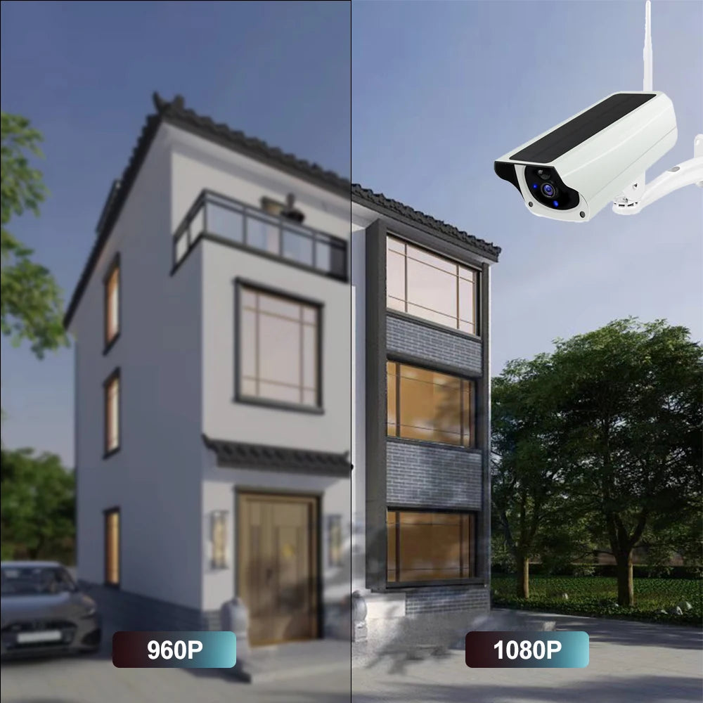 Wireless Solar Bullet Camera Outdoor WiFi 1080P 4x Zoom CCTV Surveillance IP Cam Home Security Protection Battery PIR Detection