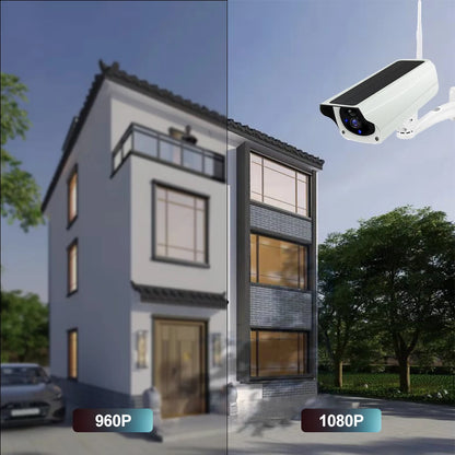 Wireless Solar Bullet Camera Outdoor WiFi 1080P 4x Zoom CCTV Surveillance IP Cam Home Security Protection Battery PIR Detection