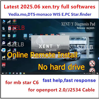 2025.06 Full Xentry Softwares Vediamo DTS-Monaco WIS EPC Starfinder Online Install+Tactrix Openport 2.0 OBD2 OBD 2 Scanner Tool