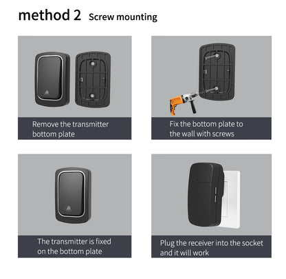 Self-Powered Wireless Doorbell, Household Anti-Theft Door Digital Music Chime Remote Control for Elderly Person's Call Device