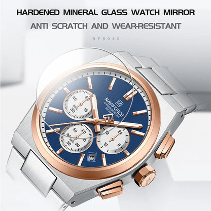 Top Brand NAVIFORCE Men and Women Quartz Chronograph Watch Stainless Band Stylish 24 Hours Date Display Couple Wristwatches 2024