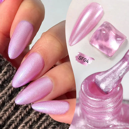 LILYCUTE 7ml Glitter Nail Polish Colorful Bright Sparkling Glitter Pearl Nail Art DIY Decoration No Need of Lamp to Cure