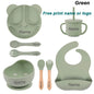 Feeding Set Silicone For Baby Sucker Bowl Dishes Plate For Kids Bear Plate Set Baby Tableware Children's Cup With Straw 8Pcs