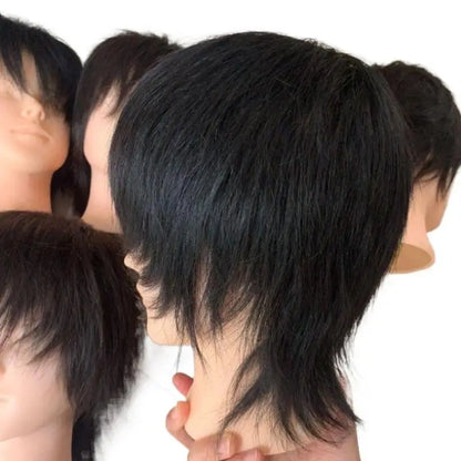 New Real Human Hair Mannequin Head Short Black Hair Perfect For Barber Training Practice Beauty Styling Tool