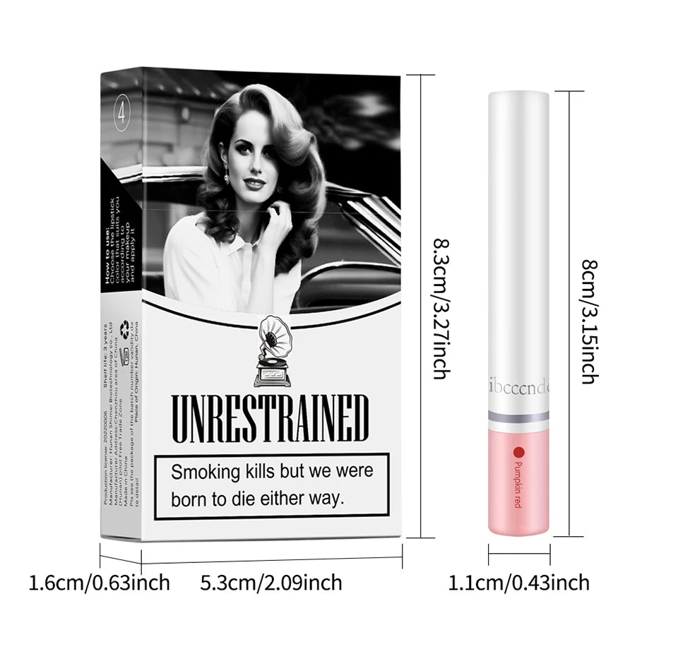 4PCS/Set Creative Cigarette Lipstick Set Matte Long Lasting Waterproof Matt Lip Stick Tube Nude Red Velvet Lip Tint Makeup