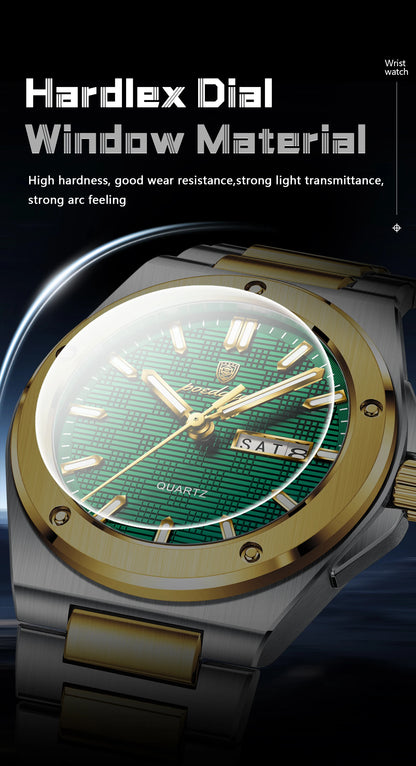 POEDAGAR High Quality Men Clock Date Week Waterproof Fashion Watch For Man Stainless Steel Luxury Men's Quartz Watches Reloj+Box