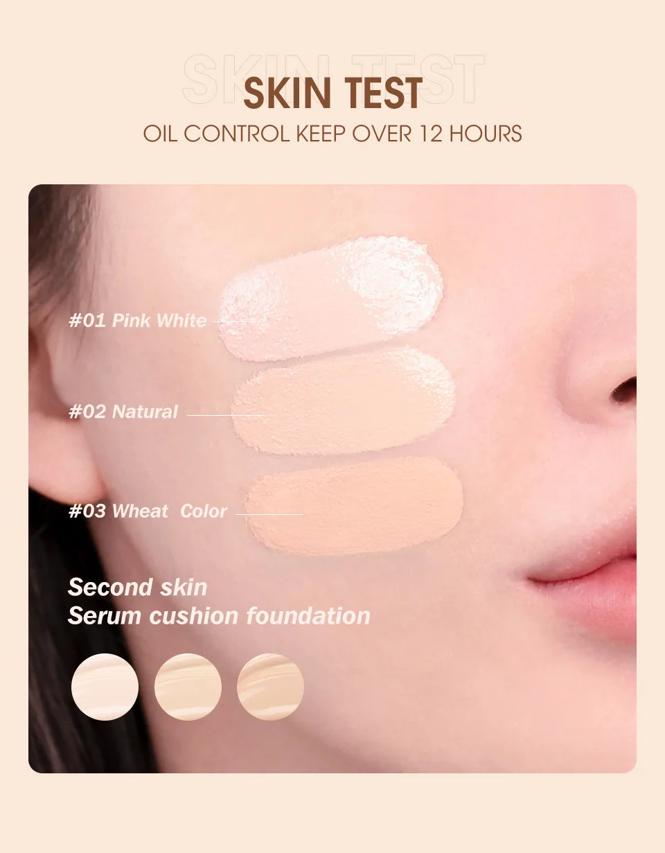 O.TWO.O Air Cushion BB Cream 3 Colors Fuller Coverage Waterproof Long-lasting Concealer Cushion Compact With Puff Face Makeup