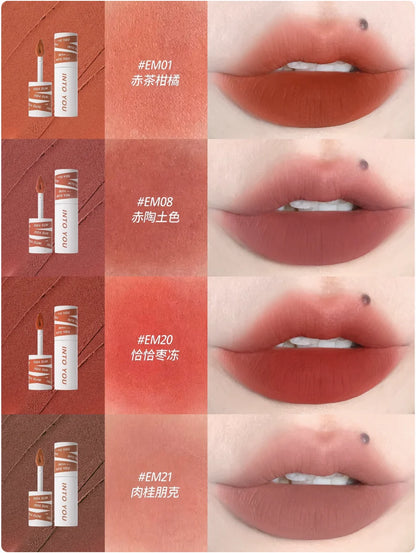 INTO YOU Lip Mud Heroine Matte Velvet Lip and Cheek Dual-use Lip Mud Soft Fog Smooth Blush INTOYOU Lip Lipstick Makeup