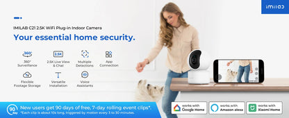 IMILAB C21 WiFi Camera 2.5K Baby Monitor Indoor IP Camera with PTZ Night Vision 2-Way Audio Human Tracking AI Detection
