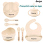 Feeding Set Silicone For Baby Sucker Bowl Dishes Plate For Kids Bear Plate Set Baby Tableware Children's Cup With Straw 8Pcs
