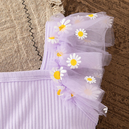 Baby Girl Dress Fashion Daisy Print Mesh Princess Dress Soft Comfortable Baby Outing Dress Girl Pink Birthday Gift
