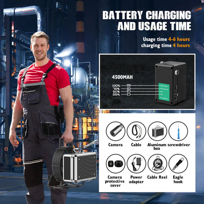 17MM/23MM Sewer Pipe Inspection Camera  with DVR 16GB TF Card, Sewer Drain Industrial Endoscope 10" Monitor AHD 720P Camera