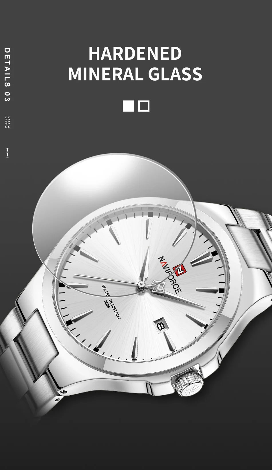 NAVIFORCE Trend Watch for Men Casual Date Display Waterproof Quartz Military Stainless Steel Strap Man Watches Relogio Masculino