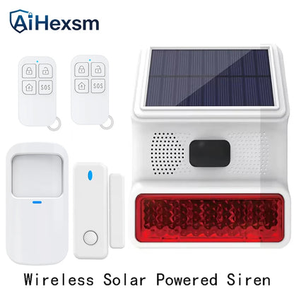 New 433MHz Wireless light Flash Strobe Outdoor Solar Waterproof Siren for Home Burglar PIR Motion Door Gap Security Alarm System
