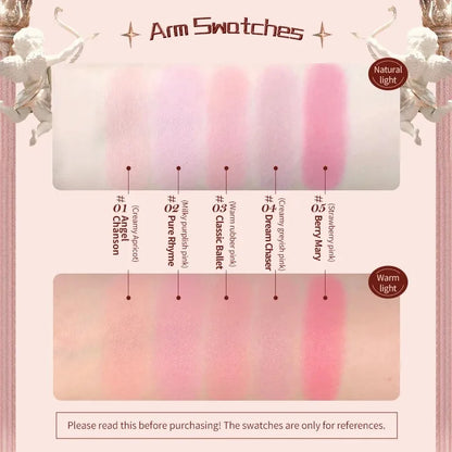 Flower Knows Strawberry Rococo Embossed Blush Fine Powder Makeup Smooth Long Lasting Blusher Waterproof Blush Maquiagem