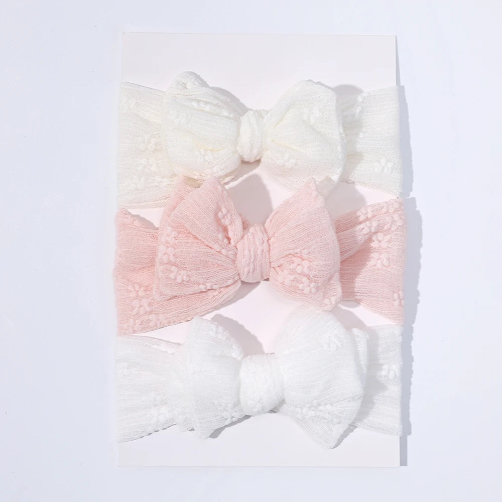 3pcs/set Baby Girl Headband Double Mesh Bows Hairband Soft Turban Lovely Bow Kids Headwear Hair Accessories for Newborn Infant
