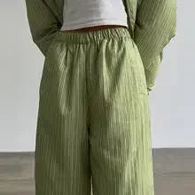 Stripe Women's Padded Cotton Coats Pant Suit Hooded Zipper Puffer Coat Loose Thick Pants 2026 Fashion Lady Autumn Winter Ski Set
