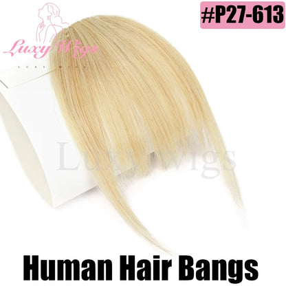 Blonde Human Hair Clip in Bangs Fringe with Temples Wispy Bangs French Bangs for Women Black Brown Gray Hair Bangs Daily Use