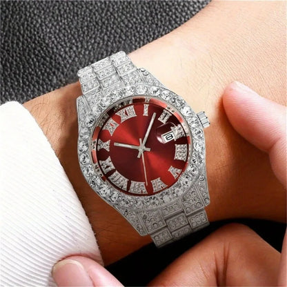 2-Piece Men's Luxury Watch Set - Classic Minimalist Large Dial Casual Versatile Quartz Watch Golden & Silvery Combination Set