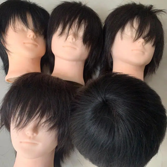 New Real Human Hair Mannequin Head Short Black Hair Perfect For Barber Training Practice Beauty Styling Tool