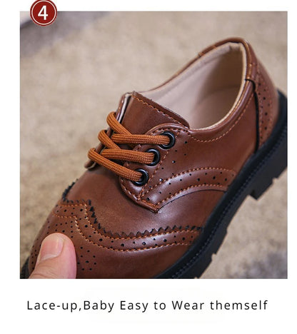 New All-match Black Brown Teenage Boy Dress Shoes 2024 Vintage Formal England Boys Wedding Party Shoes Boys Leather Shoes H06213