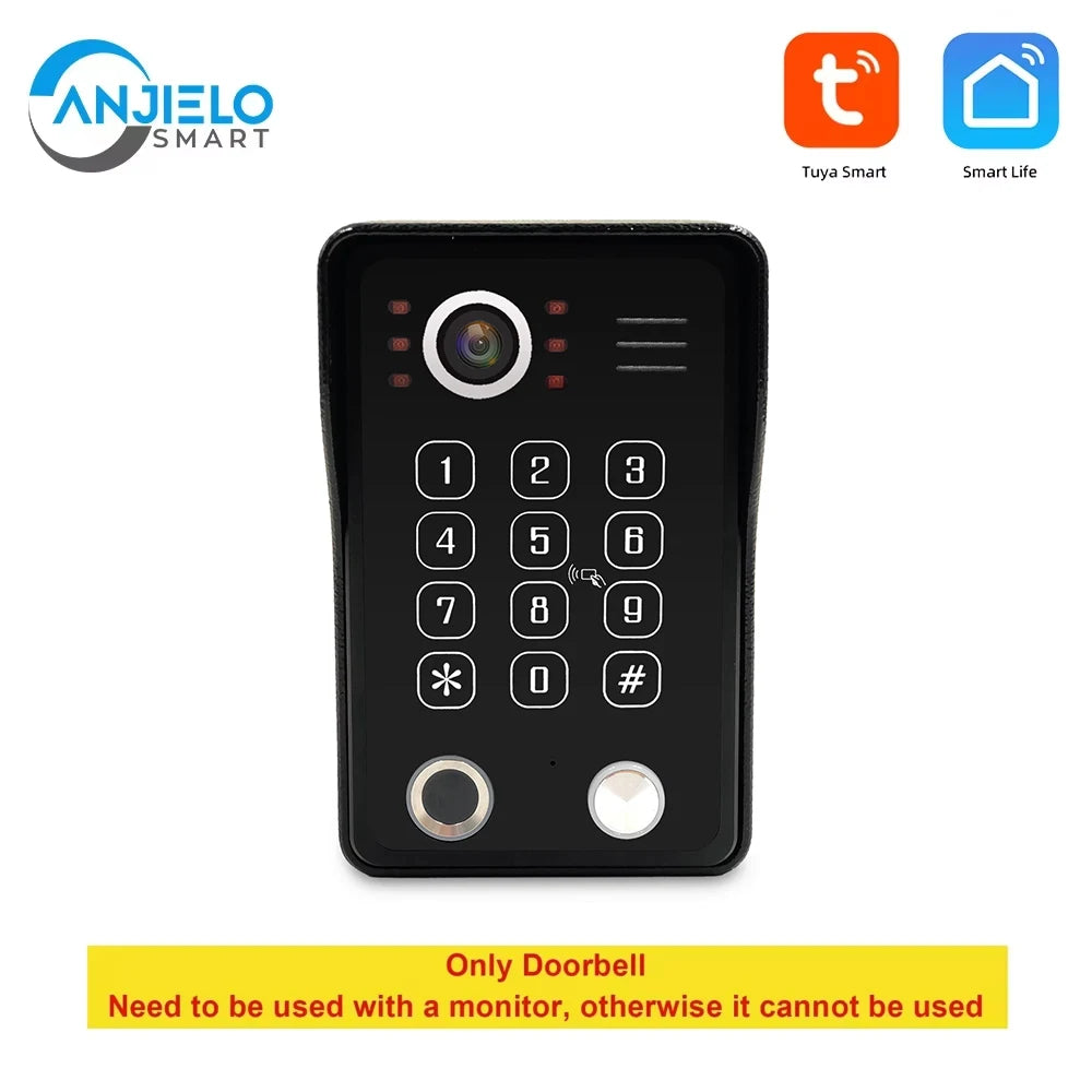 ANJIELO Tuya WiFi 5-in-1 Fingerprint Unlocking Video Intercom System, Suitable For Homes, With 1080P HD Security Protection