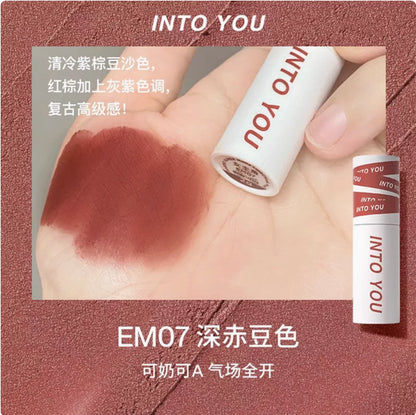 INTO YOU Lip Mud Heroine Matte Velvet Lip and Cheek Dual-use Lip Mud Soft Fog Smooth Blush INTOYOU Lip Lipstick Makeup